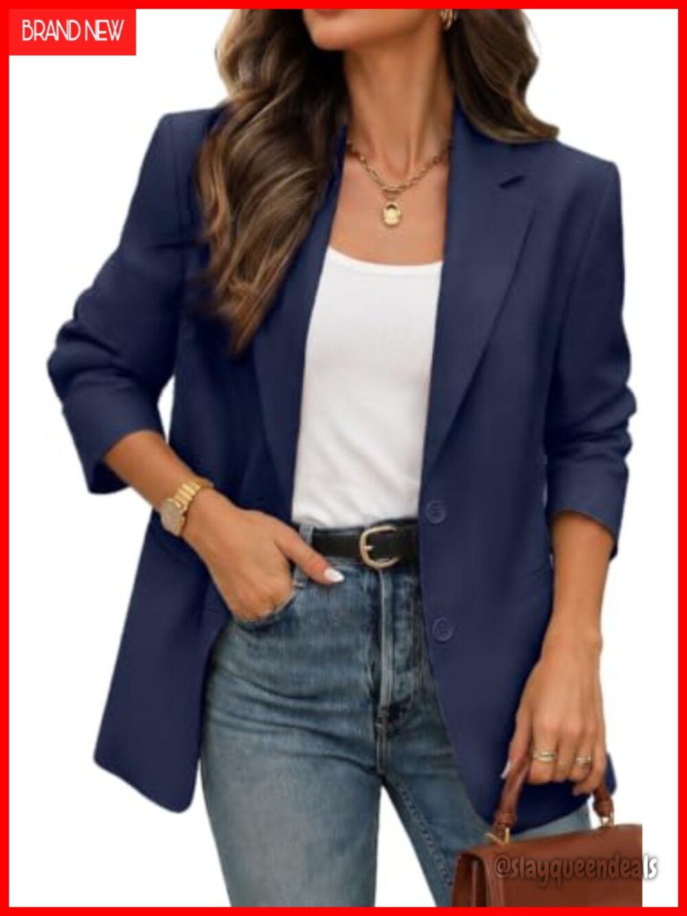 Womens Polyester Blend Business Casual Blazer Boyfriend Fit Notch Lapel